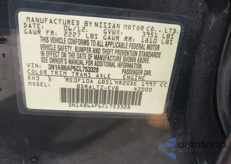 2012 Nissan Sentra 2.0 S z USA, uszkodzony, nr VIN 3N1AB6AP6CL753328
